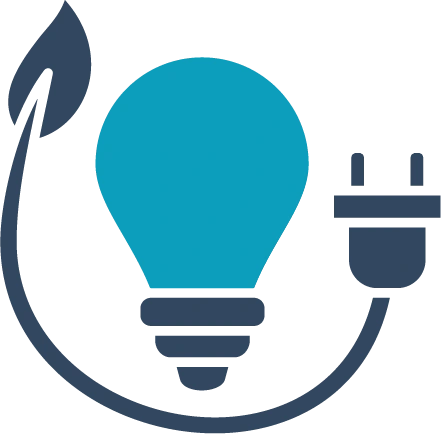 Driven innovation icon: a lightbulb with a leaf and a power plug