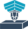 Post-processing and finishing icon: a finished part in an open box