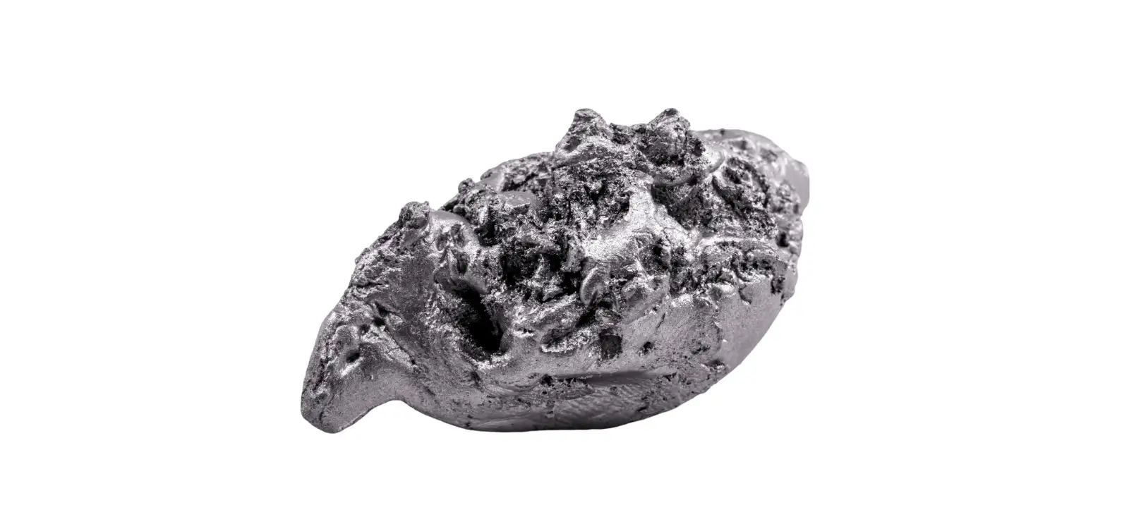 Raw corrosion-resistant alloy nugget on a white background