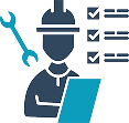 Experienced team icon: a technician with a wrench and a checklist